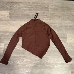Boohoo Brown Asymmetrical Top